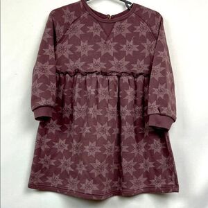 Little Co. Purple Star print organic cotton Fall Winter sweatshirt dress 24 m